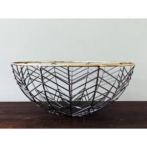 Iron Modern Contemporary Black Wire Storage Baskets Perfect Catch-All Holder for Work, Home or School Use (Set of 2)