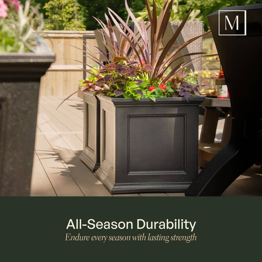 Fairfield Square 20" Black Self-Watering Polyethylene Outdoor Planter