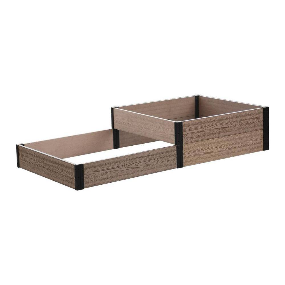 Terraced Composite Wood Raised Garden Bed with Steel Brackets