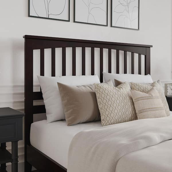 AFI Mission Espresso Dark Brown Solid Wood Queen Headboard with Attachable Turbo Device Charger