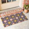Natural Coir Outdoor Doormat with Multicolor Geometric Print