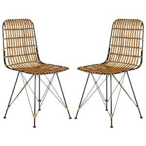 Minerva Brown/Black Wicker Dining Chair (Set of 2)