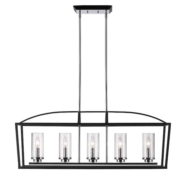 Golden Lighting Mercer 5-Light Black Pendant 4309-LP BLK-SD - The Home ...