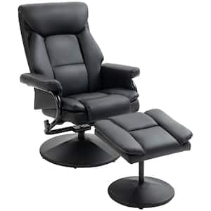 Recliner Chair with Ottoman Footrest, 360-Degree Swivel Reclining Chair, Faux Leather Living Room Chair