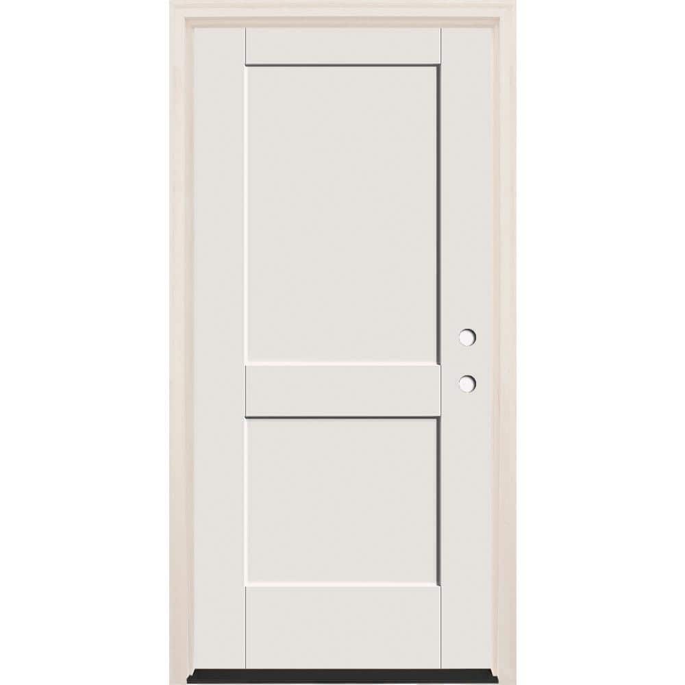 36 in. x 80 in. 2 Panel Left-Hand Unfinished Fiberglass Prehung Front Door with 6-9/16 in. Frame and Bronze Hinges price history on PriceWatchPro