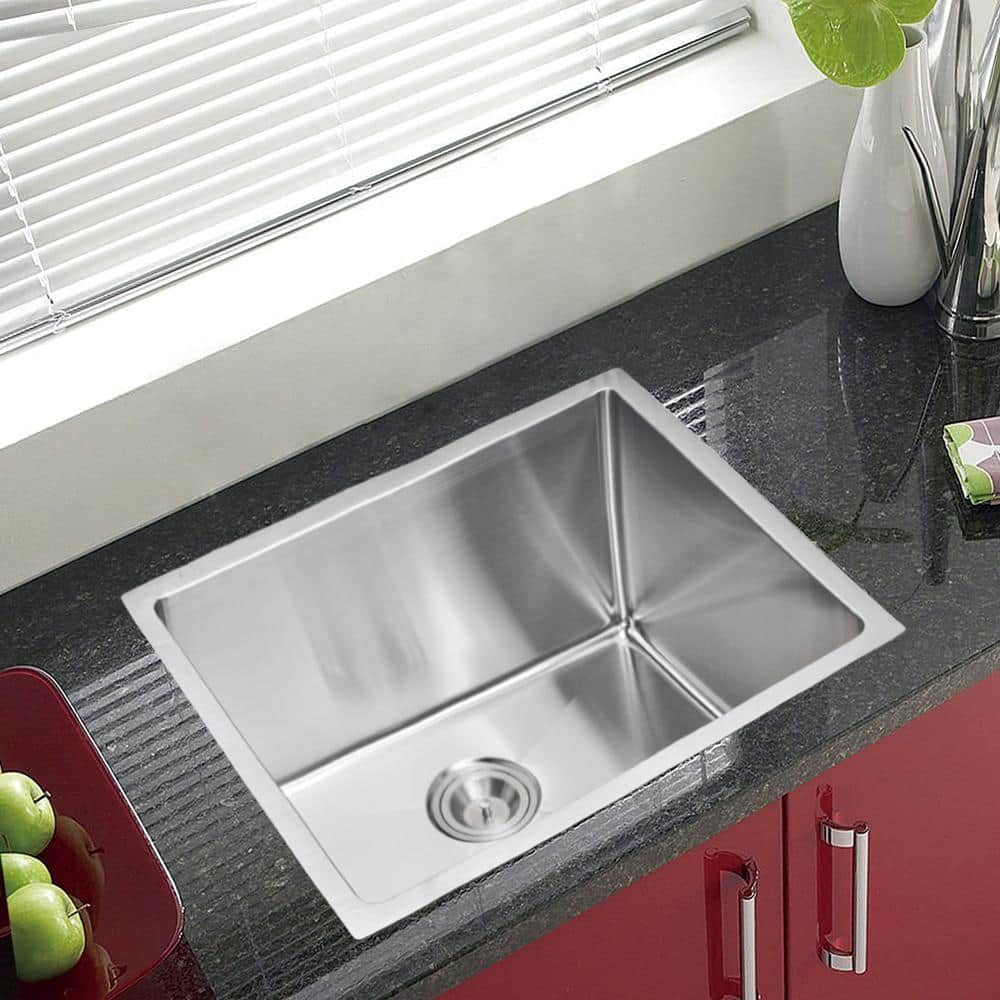 23" Gray Stainless Steel Farmhouse Single Bowl Kitchen Sink