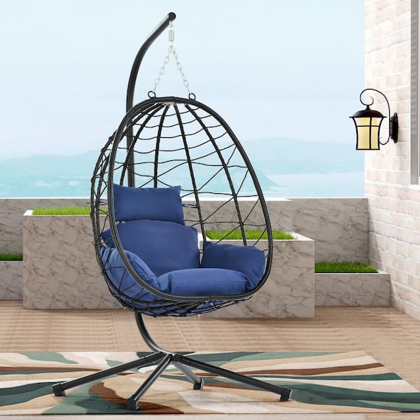 vivere nest hanging egg chair with stand in moonstone