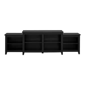 80 in. Solid Black Wood Transitional TV Stand with Open Storage (Max tv size 80 in.)