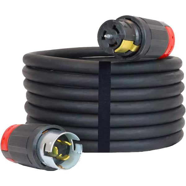 50 ft. 6/4 AWG SOOW 50 Amp 125-Volt/250-Volt CS6364 to CS6365 California Standard Twist Lock Generator Extension Cord