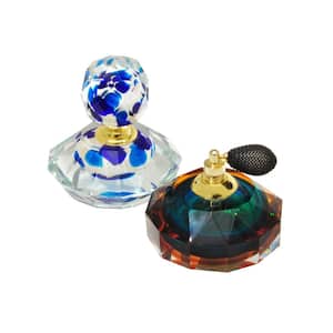 2-Piece Columbia 4.75 in. Multi-Colored Perfume Bottle with Hand Blown Art Glass Style