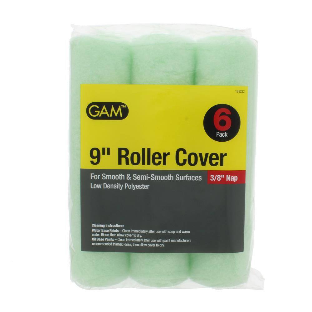 Low Density Polyester 9" x 3/8" Paint Roller Covers for Smooth and Semi