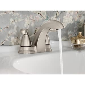 Banbury 4 in. Centerset Double Handle Low-Arc Bathroom Faucet in Spot Resist Brushed Nickel
