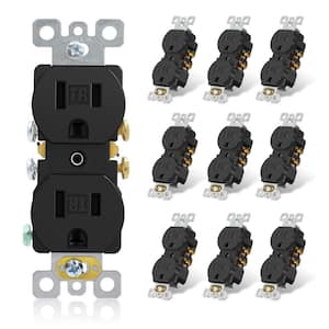 15 Amp 125-Volt Residential Grade Self Grounding Tamper Resistant Duplex Outlet without Wall Plate, Matt Black (10-Pack)