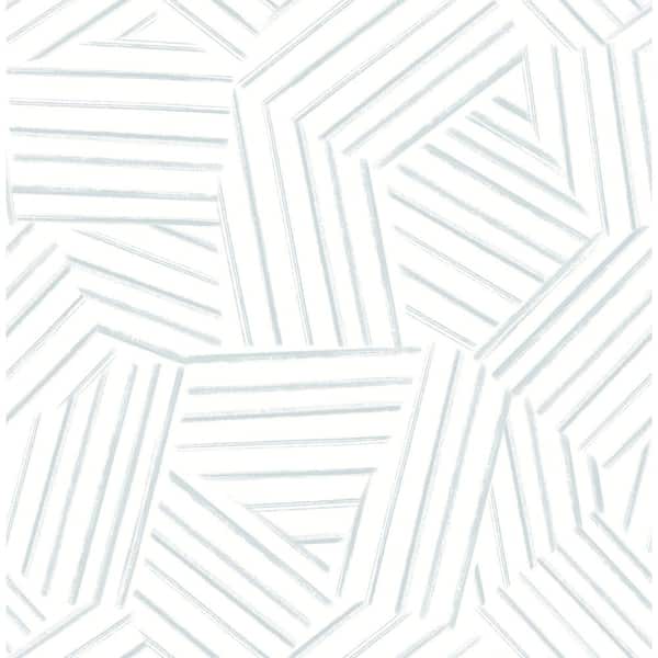 A-Street Prints Helene Sky Blue Geometric Lines Matte Paper Non-Pasted Wallpaper