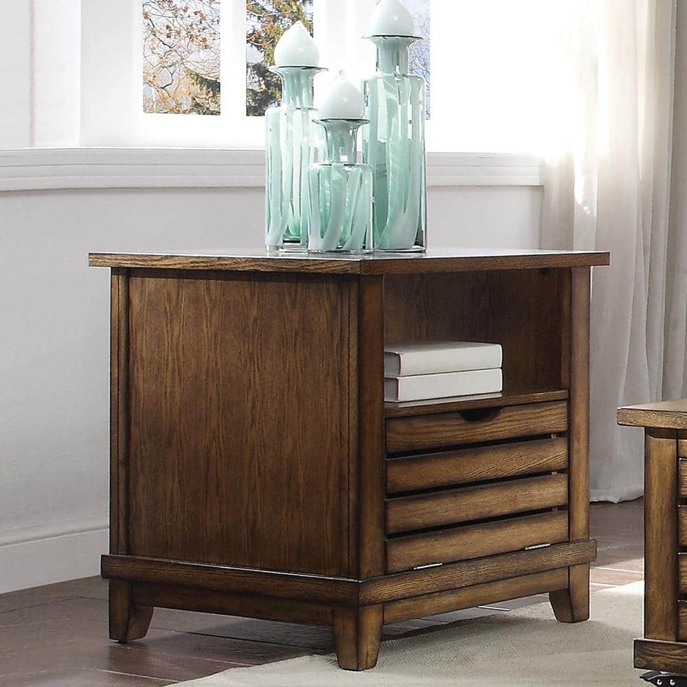 Gabriella Medium Oak Square End Table with Storage