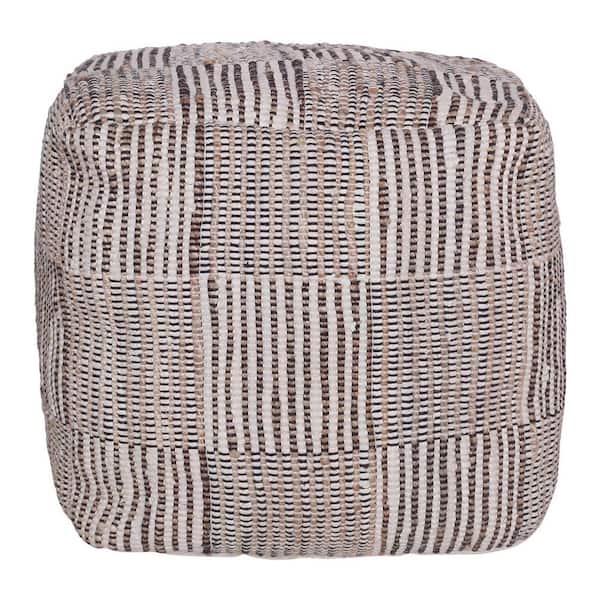 HomeRoots Amelia Brown Cotton Square Cube Small (Under 22 in.) Ottoman