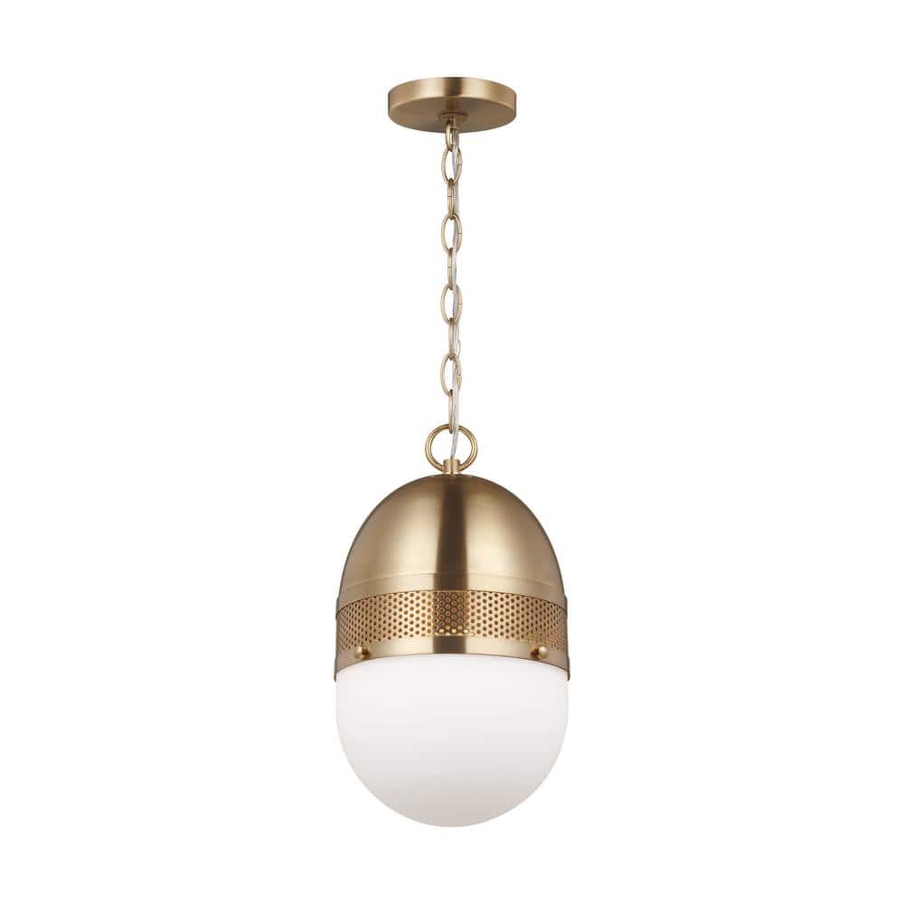 Bea Satin Brass Globe Pendant with Etched Opal Glass Shade