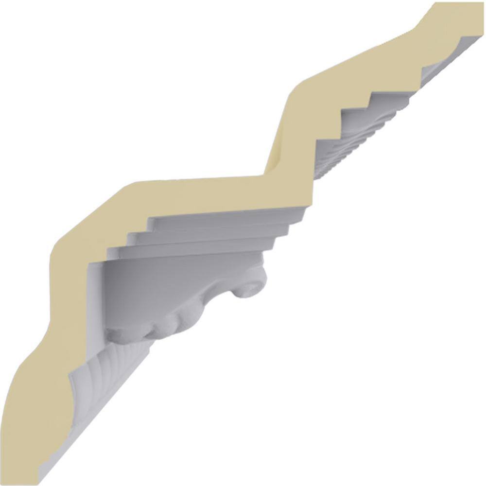 Primed Geometric Urethane Crown Moulding Sample, 12" Length