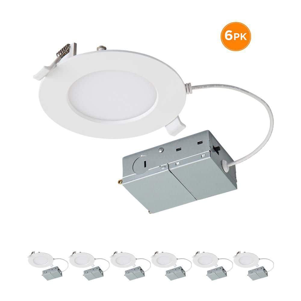 4 in. Canless 2700K-5000K New Construction Remodel Integrated LED Recessed Light Trim Downlight Dimmable (6-Pack) price history on PriceWatchPro