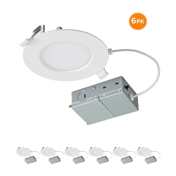 4 in. Canless 2700K-5000K New Construction Remodel Integrated LED Recessed Light Trim Downlight Dimmable (6-Pack)