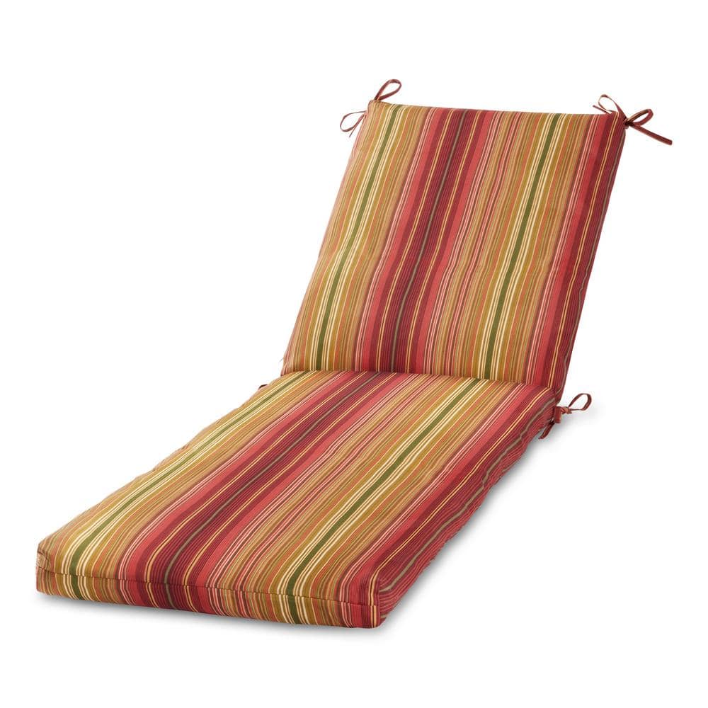 Kinnabari Stripe Red and Green Outdoor Chaise Lounge Cushion