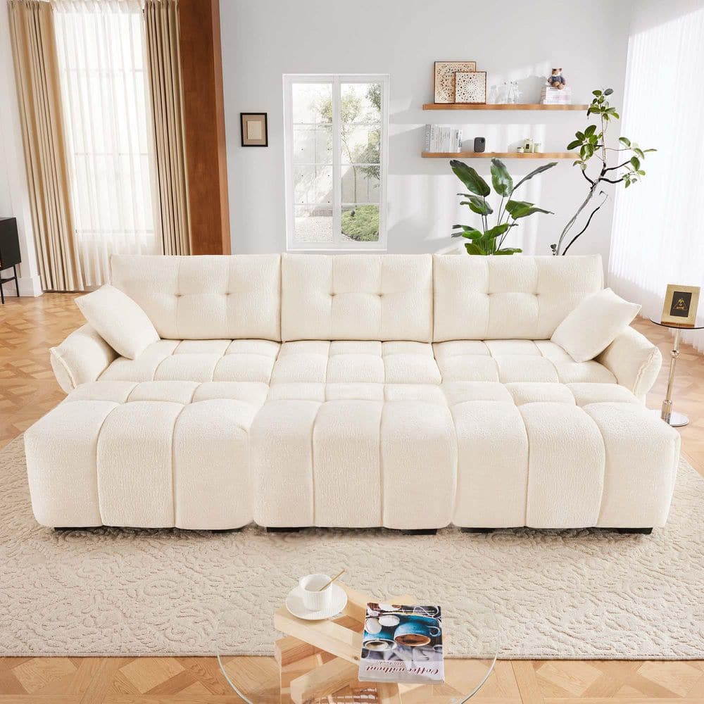 小物 tina Noble House Tina 110.2 in. Flared Arm Chenille Upholstered
