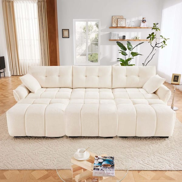 ●TINA Noble House Tina 110.2 in. Flared Arm Chenille Upholstered