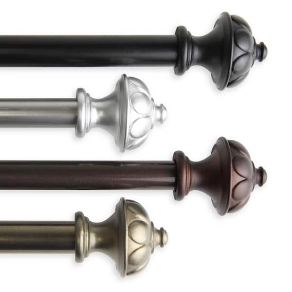 Rod Desyne 18 in. - 28 in. Telescoping Single Curtain Rod Kit in Satin Nickel with Sierra Finial