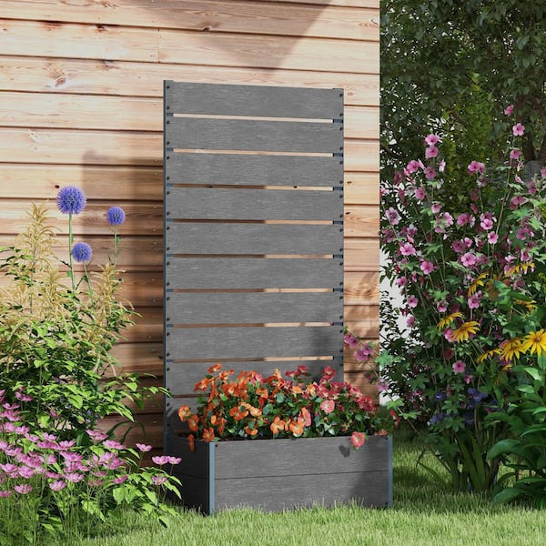 Seafuloy Wood-Plastic Composite Gray Decorative Plant Stand with