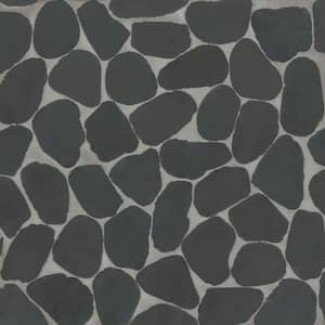 Waterbrook Pebble 12 in. x 12 in. Super Black Stone Mosaic Tile (11 sq. ft./Carton)