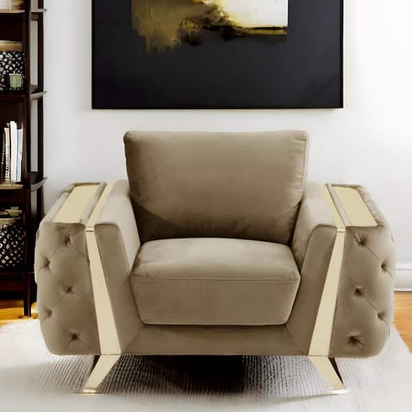 HomeRoots Beige Armchair Set of 1