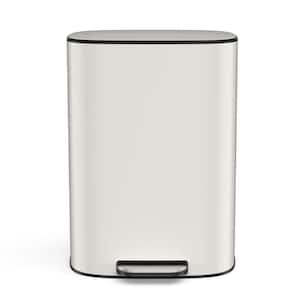 50L/13.2 Gal. Stainless Steel Soft-Close Kitchen/Bathroom Trash Can with Foot Pedal in White