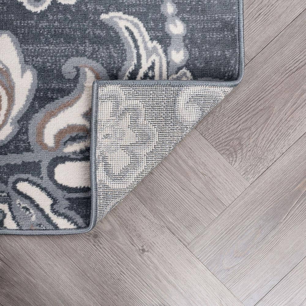 Madison Garland 5' x 7' Handmade Gray Floral Synthetic Area Rug