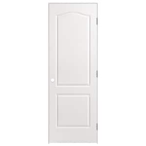 28 in. x 80 in. 2 Panel Arch Top Left-Handed Hollow-Core Textured Primed Composite Single Prehung Interior Door