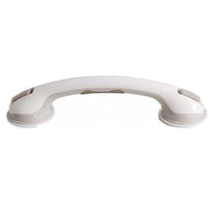 16 in. Concealed Screw Suction Cup Grab Bars For Bathtubs and Showers in White Grey