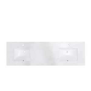 73 in. Engineered Composite Stone Double Basin Vanity Top in White with White Basins