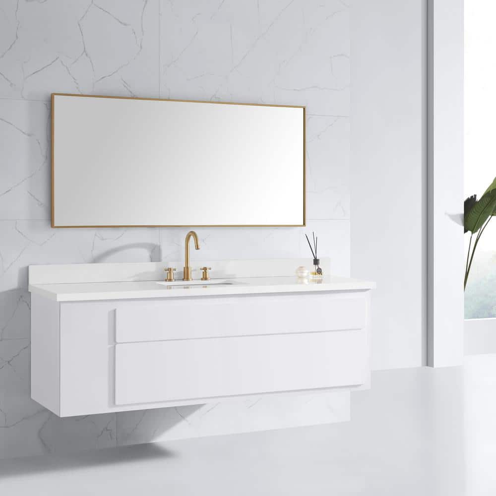 Elegant 59'' Gold Stainless Steel Framed Vanity Mirror