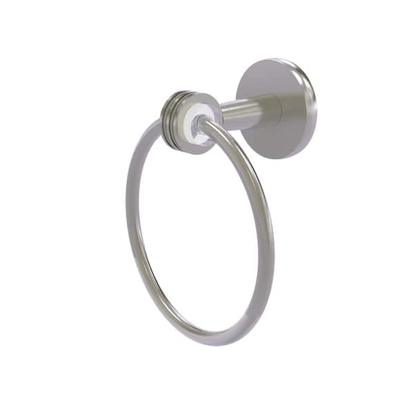 Allied Brass Clearview Collection Wall Mounted Towel Ring with Dotted Accents in Satin Nickel