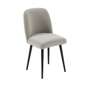 Upholstered Gray Dining Chair with Black Legs, Set of 2
