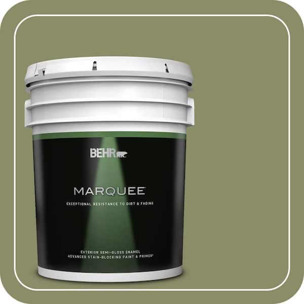 BEHR MARQUEE 5 gal. #S370-5 Pesto Paste Semi-Gloss Enamel Exterior Paint & Primer