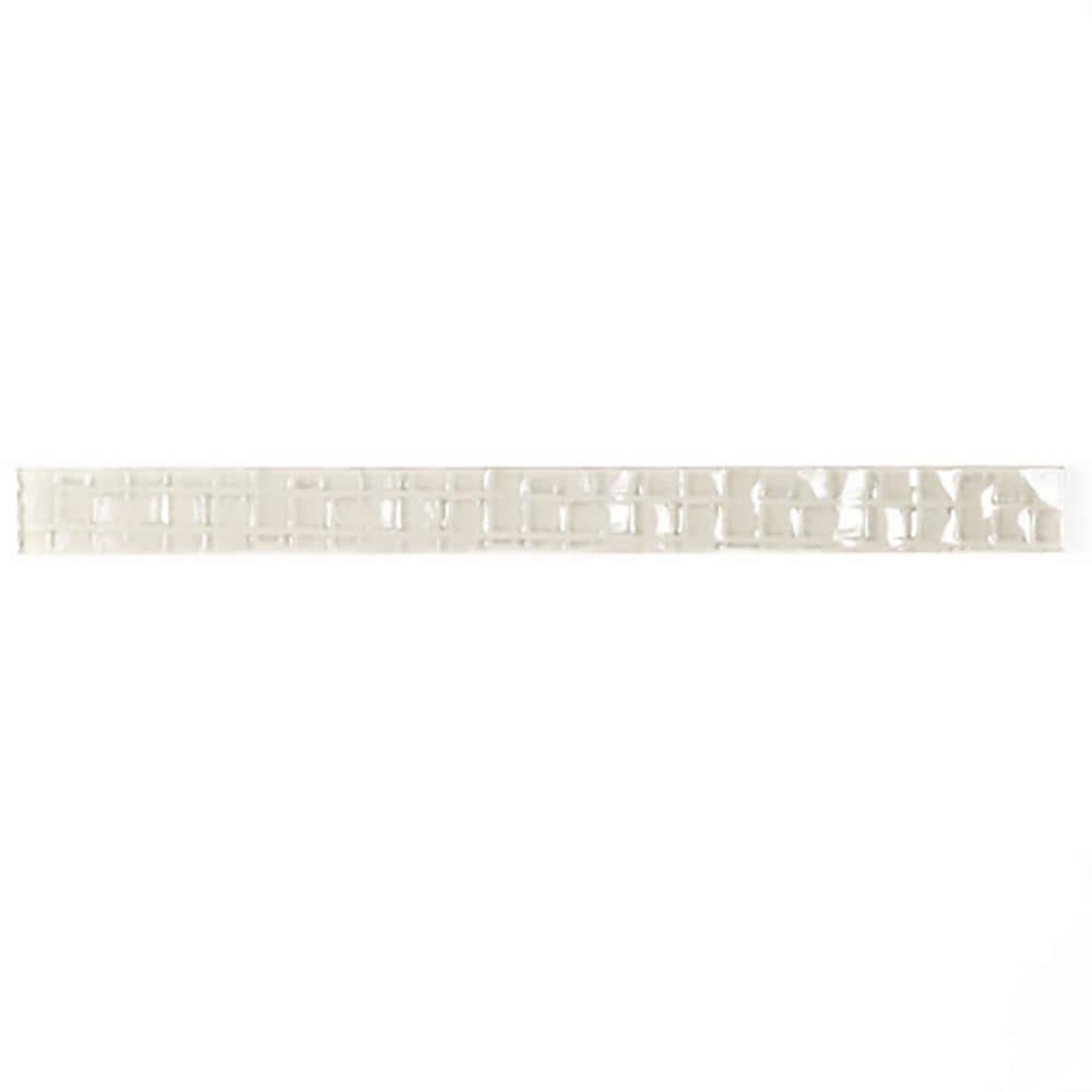 Coastal Style Trim 1 in. x 12 in. Textured Polished Cream Beige Glass Pencil Wall Tile (1 sq. ft./case) price history on PriceWatchPro