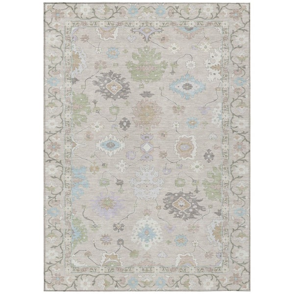 Chantille Machine Washable Indoor/Outdoor Abstract ACN2675 Linen 9 ft. x 12 ft. Area Rug