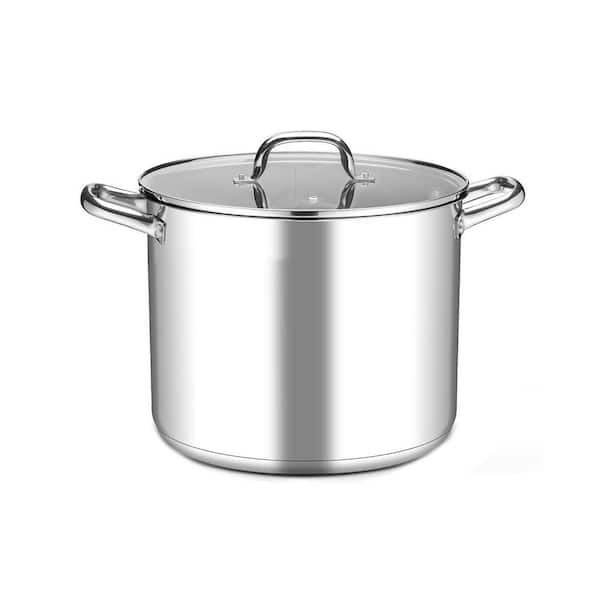 16 qt. Stock Pot with Lid, 18/10 Stainless Steel, Tri-Ply Bottom, Induction Compatible, Large Capacity