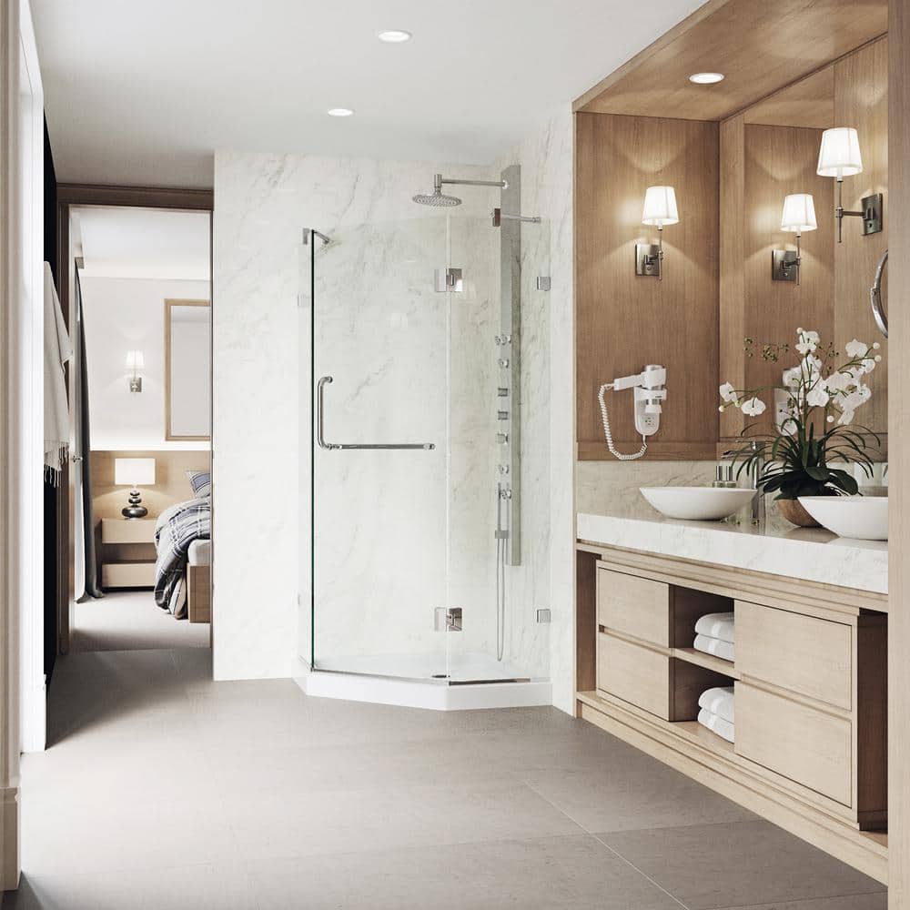 Piedmont 40" Frameless Clear Glass Neo-Angle Shower Enclosure