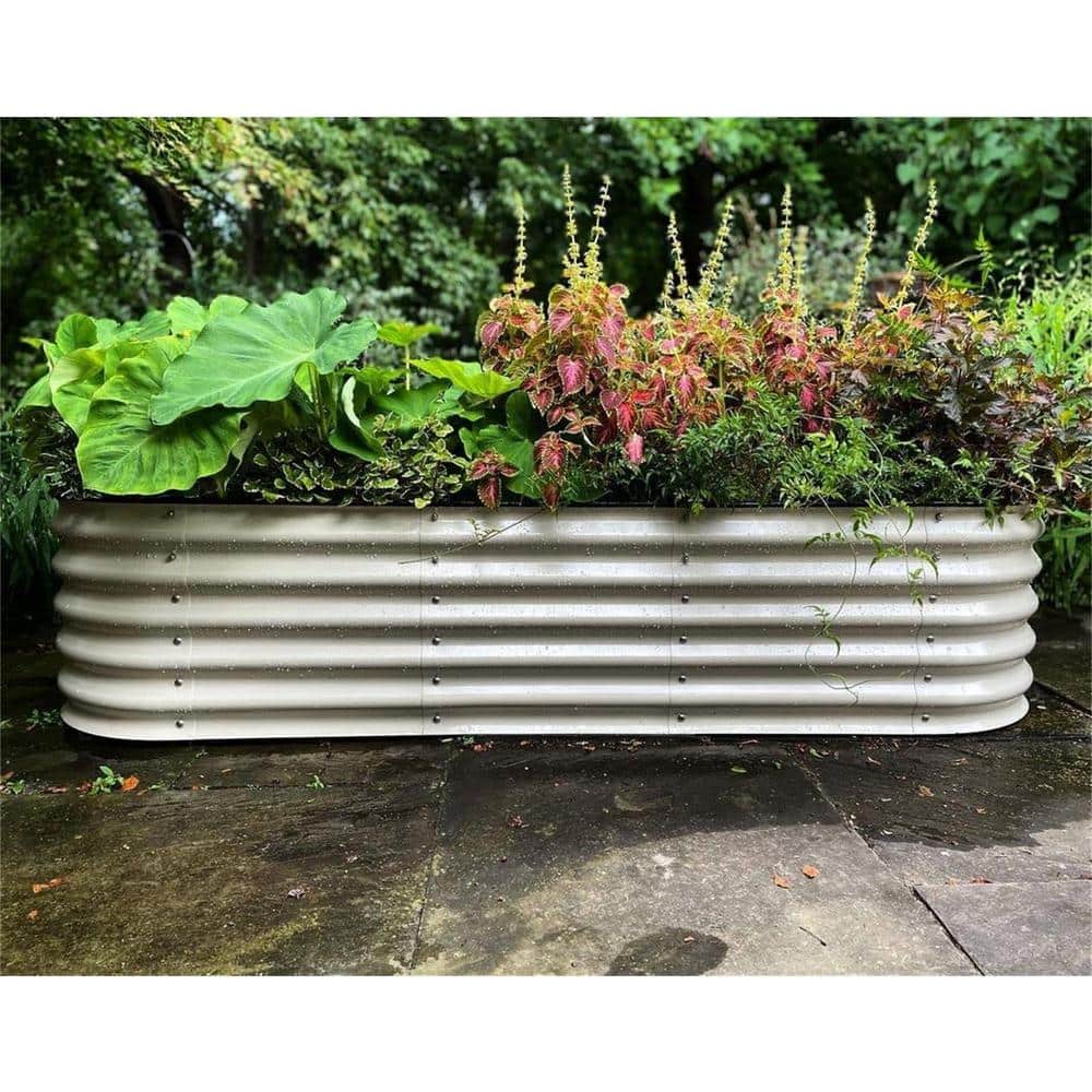 Pearl White 17" Tall Modular Metal Outdoor Raised Garden Bed