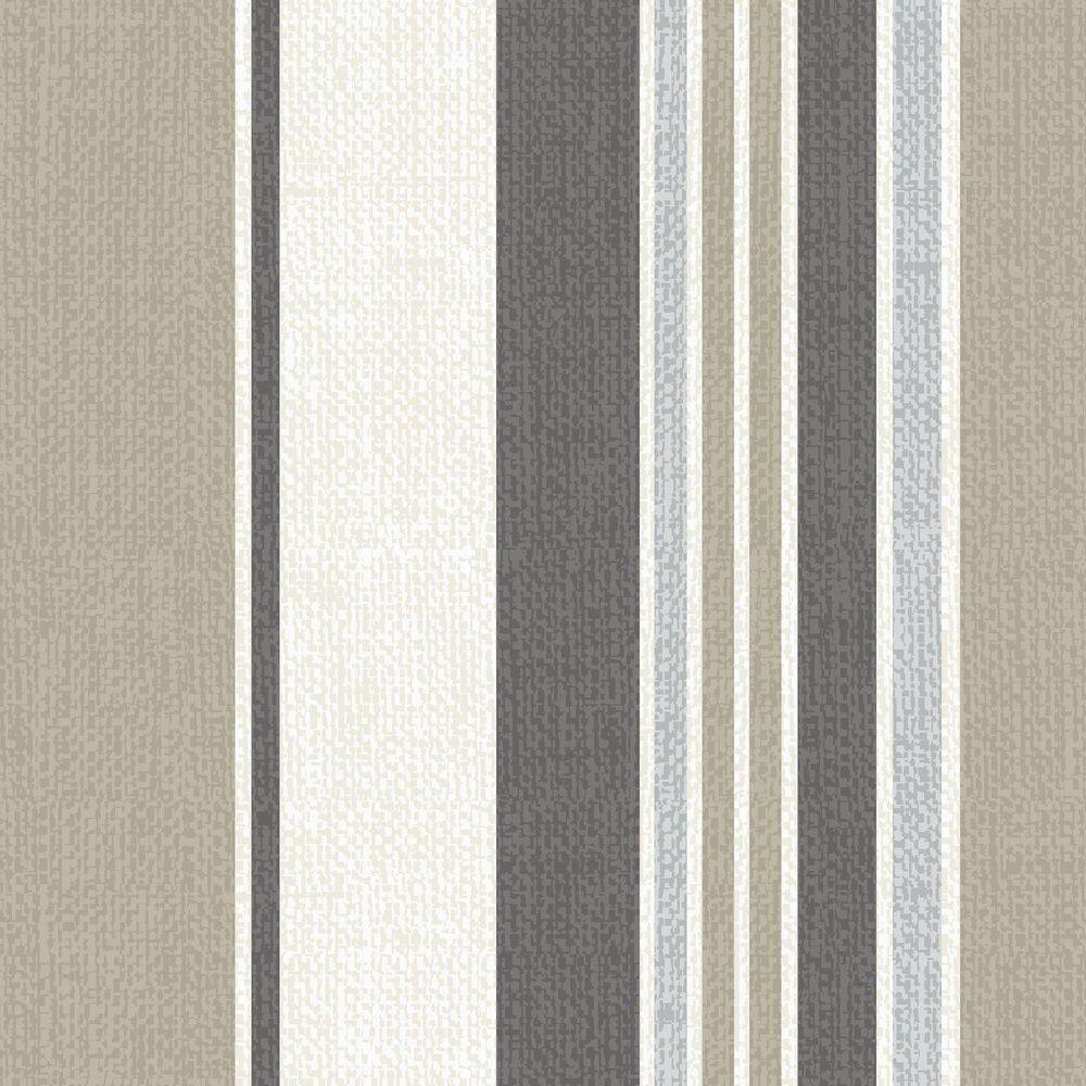 Taupe Grey Boardwalk Stripe Outdoor Chaise Lounge Cushion