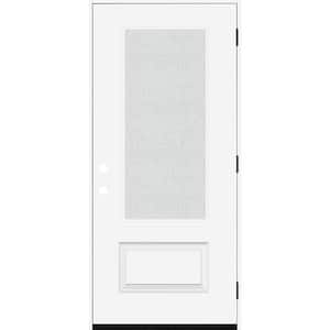 Legacy 36 in. x 80 in. 3/4-Lite Rain Glass LHOS Primed White Finish Fiberglass Prehung Front Door
