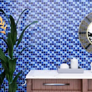 Porcetile Tropical Blue 11.91 in. x 11.91 in. Squares Glossy Porcelain Mosaic Wall and Floor Tile (10.89 sq. ft./Case)