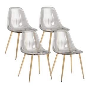 Kitchen Modern Dining, Desk Side Chair with Metal Legs, Set of 4, Ash Transparent