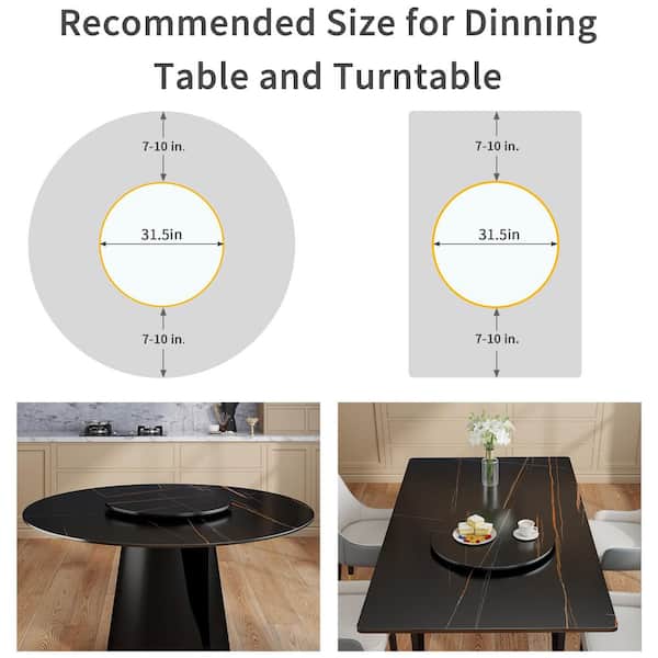 Magic Home 31.5 in. Round Sintered Stone Kitchen Lazy Susan